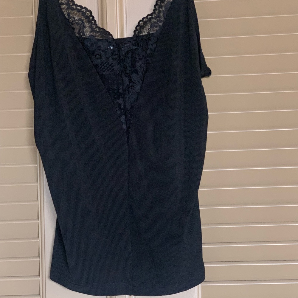 SHEIN Sz Sm New textured and Lace collar tank top